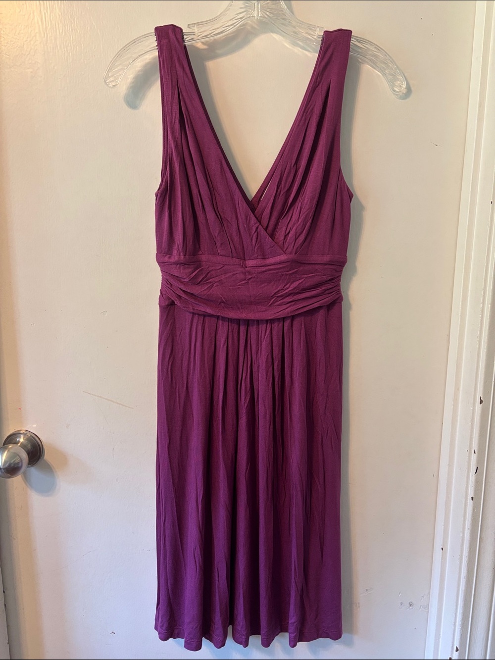 LOFT Sleeveless V-Neck Midi Dress in Plum